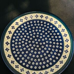 Hand-Painted Blue Ceramic Serving Plate P.P.